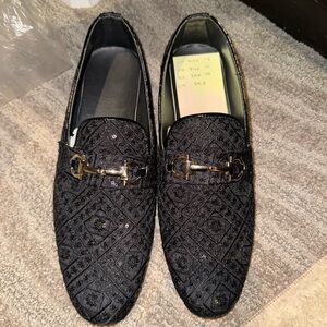 Men’s brand new loafers loafer shoes dress shoes black shiny size 12